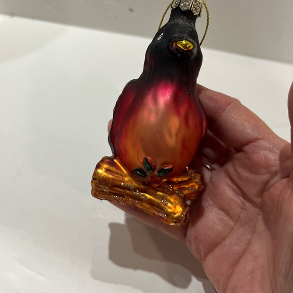 Old World Christmas Red Bird on branch ornament size 3.5” Shimmery - Picture 6 of 7